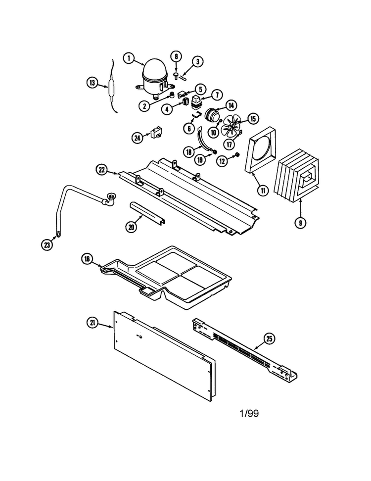 Compressor Diagram and Parts List for JSD2574ARA  Jenn-Air Refrigerator