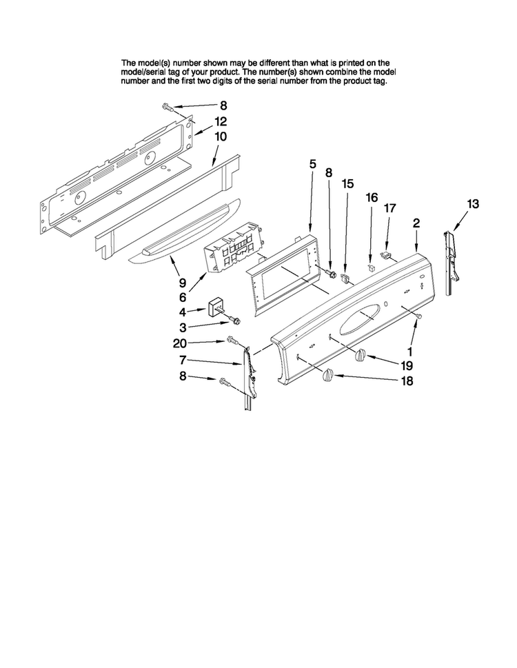 Control Panel Parts Diagram and Parts List for MERH865RAB1  Maytag Range