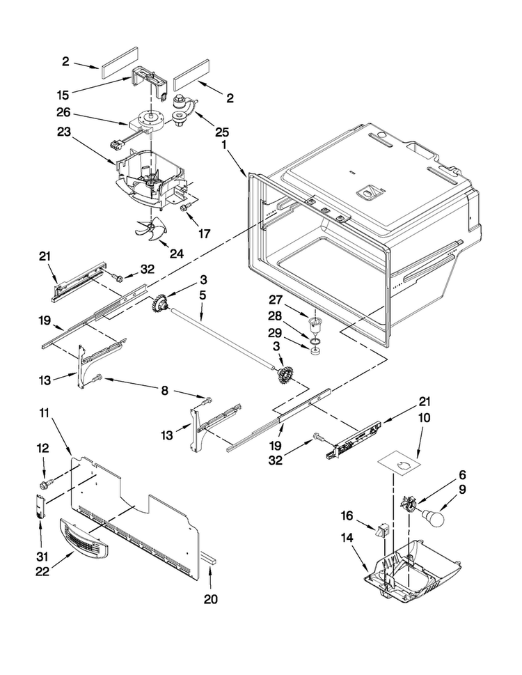 Freezer Liner Parts Diagram and Parts List for JFI2089WTS6  Jenn-Air Refrigerator