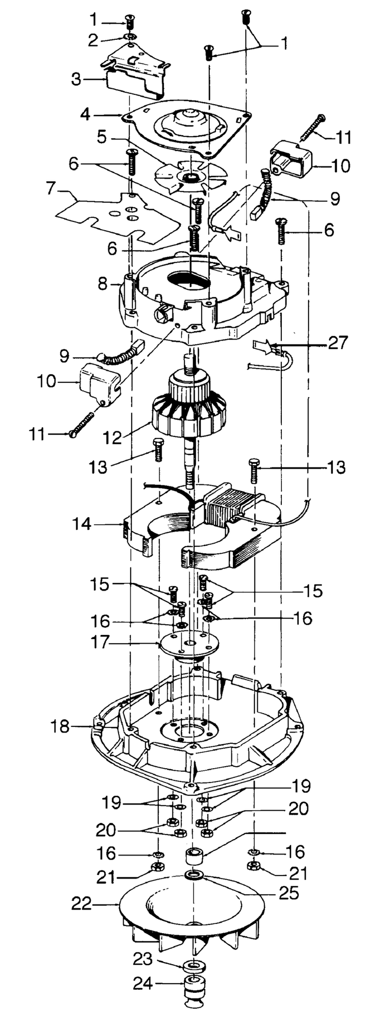 Motor Assembly Diagram and Parts List for U4113  Hoover Upright Vacuum