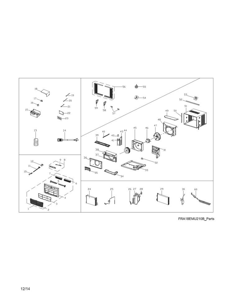 Recommended Spare Parts Diagram and Parts List for CAHE18ERR410A16  Crosley Air Conditioner