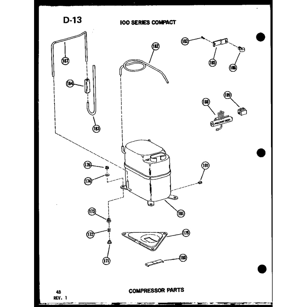 Compressor Parts 1 Diagram and Parts List for 113-5N P54975-61R Amana Air Conditioner