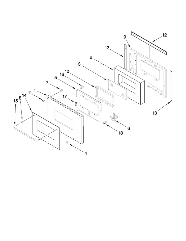 Lower Oven Door Parts Diagram and Parts List for CWE5800ACS14  Maytag Wall Oven