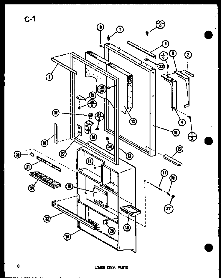 Section 3 Diagram and Parts List for TL20F-P76164-2W  Amana Refrigerator