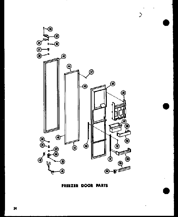 Freezer Door Parts Diagram and Parts List for SRN22N-C-P60230-17WC  Amana Refrigerator