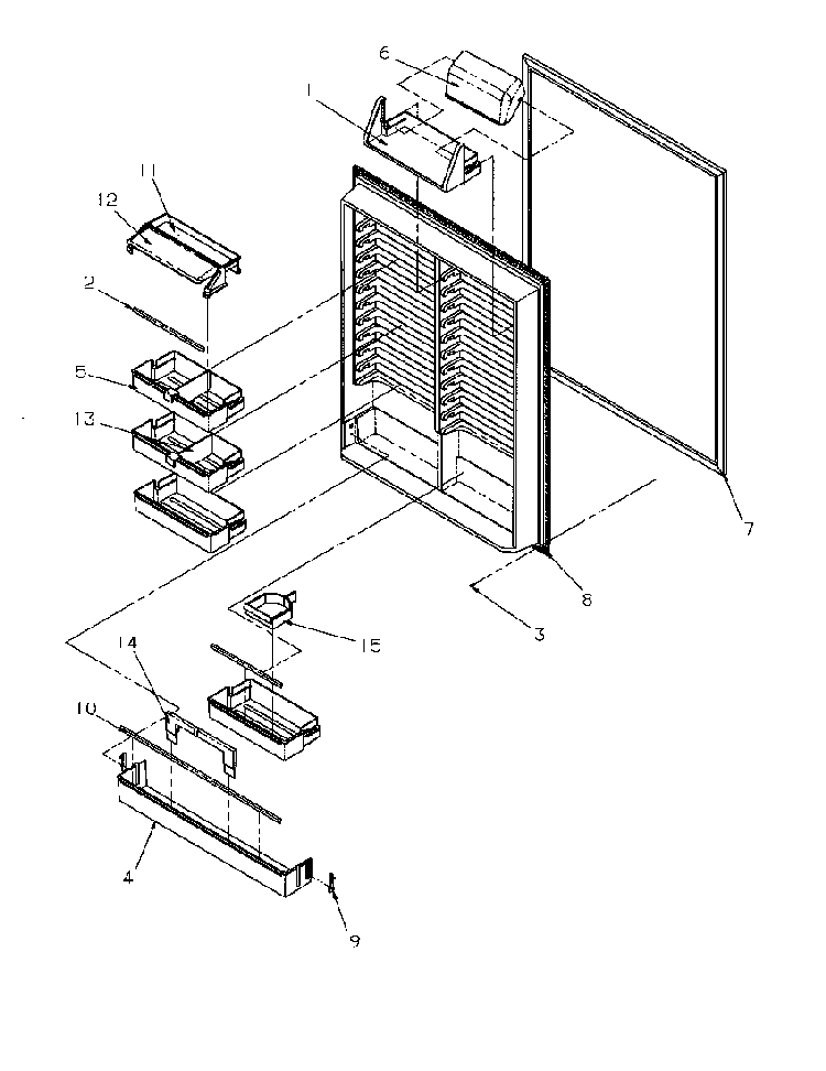 Refrigerator Inner Door Diagram and Parts List for BR22S6E-P1196703WE  Amana Refrigerator