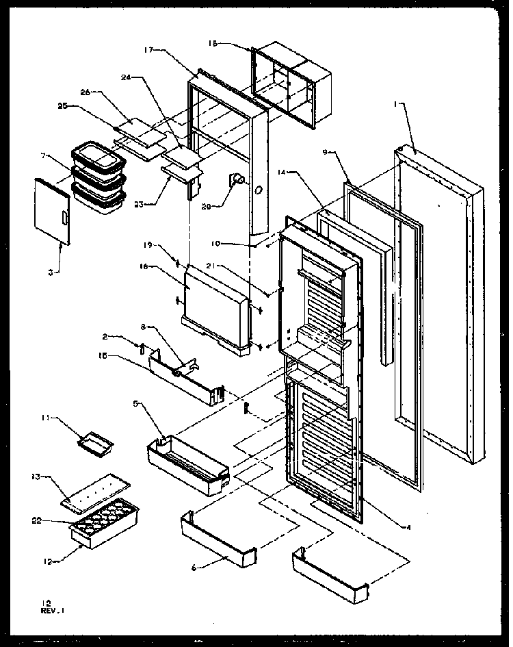 Refrigerator Door Diagram and Parts List for SZ25NE-P1162702WE  Amana Refrigerator