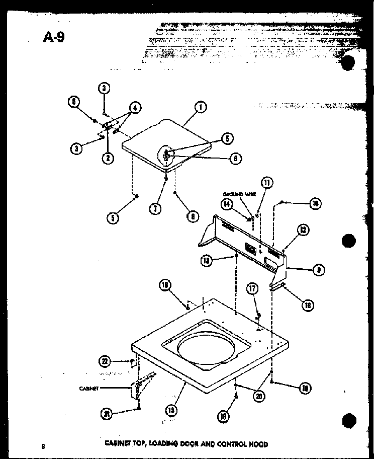 Cabinet Top Diagram and Parts List for TAA200 P75751-13W Amana Washer