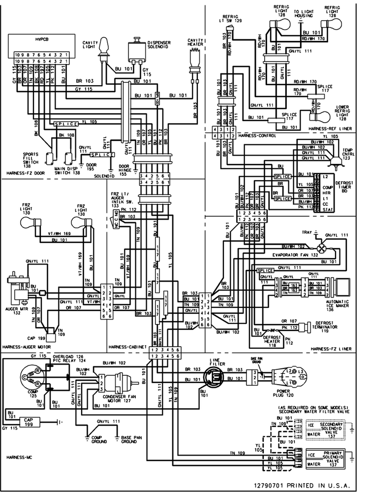 Wiring Information Diagram and Parts List for XRSS267BB-PXRSS267BB1  Amana Refrigerator