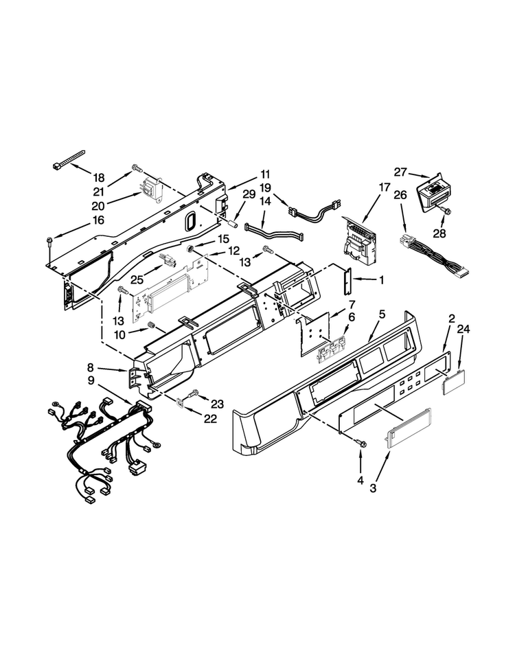 Control Panel Parts Diagram and Parts List for MHN31PRAWW0  Maytag Washer