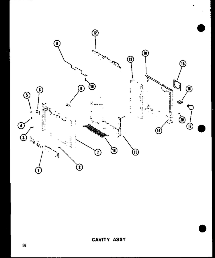 Cavity Assy Diagram and Parts List for SRI19C-P73320-54W  Amana Refrigerator