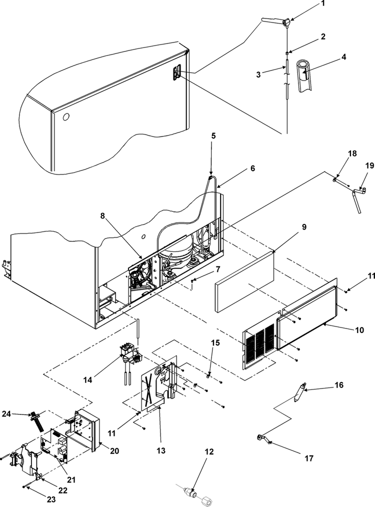 Cabinet Back Diagram and Parts List for AC2228HEKS0  Amana Refrigerator