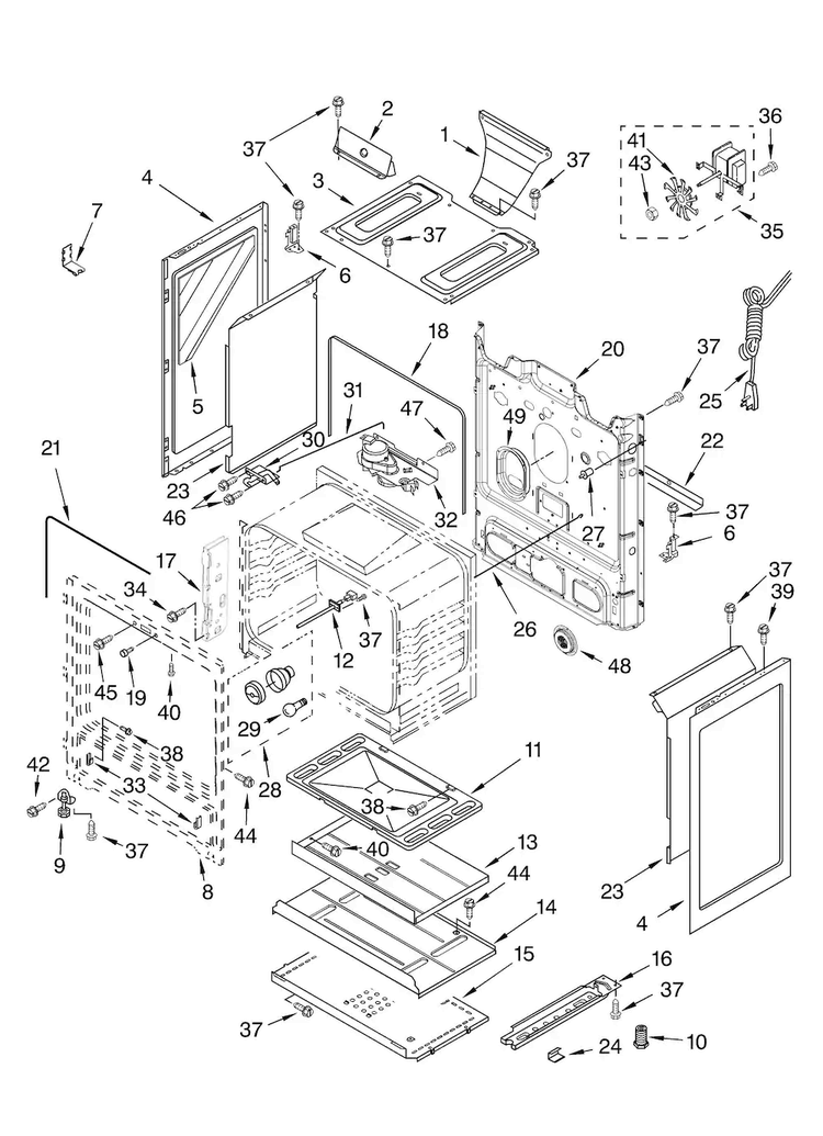 Chassis Parts Diagram and Parts List for AGR6011VDS0  Amana Range