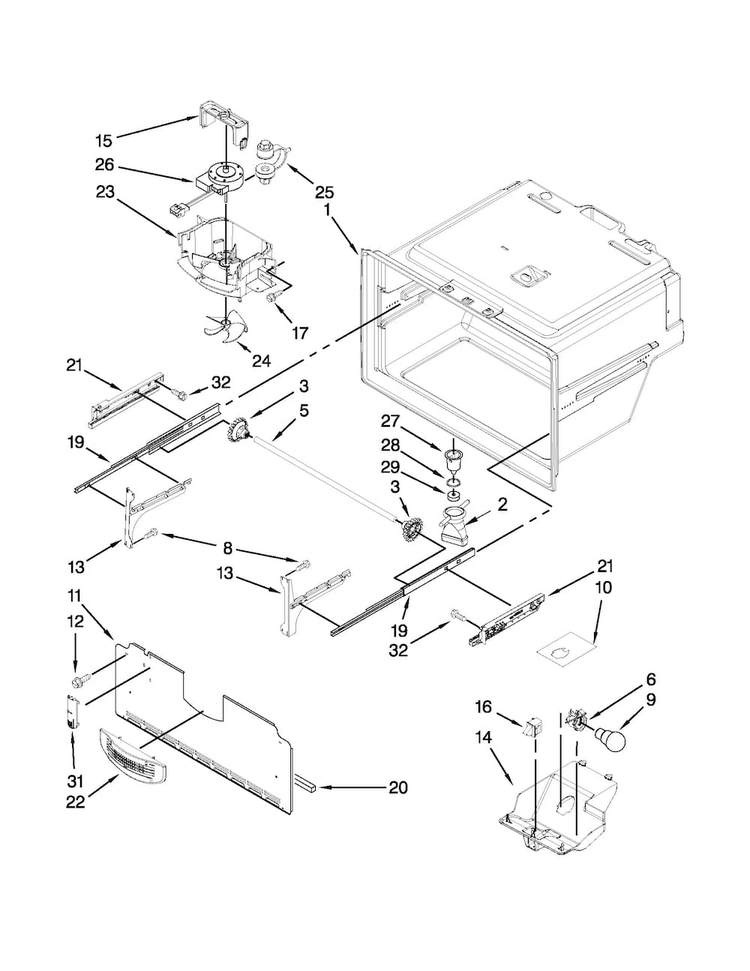 Freezer Liner Parts Diagram and Parts List for MFX2570AEB3  Maytag Refrigerator