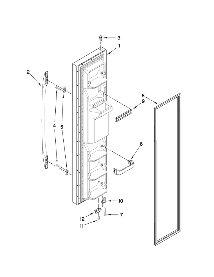 Freezer Door Parts Diagram and Parts List for MSD2272VES01  Maytag Refrigerator