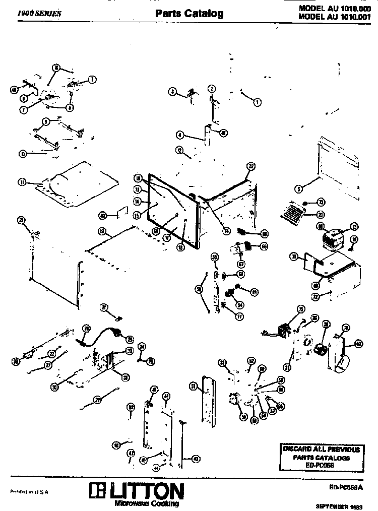 Replacement Parts Diagram and Parts List for AU1010001  Amana Microwave