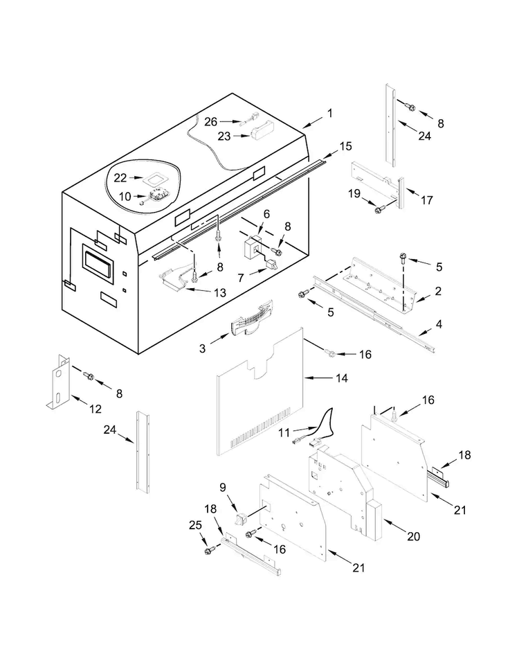 Freezer Liner Parts Diagram and Parts List for JB36NXFXLE00  Jenn-Air Refrigerator
