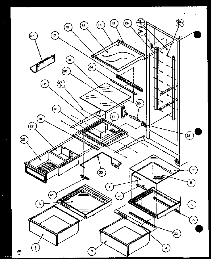 Section 21 Diagram and Parts List for SL22JB-P1116006W  Amana Refrigerator