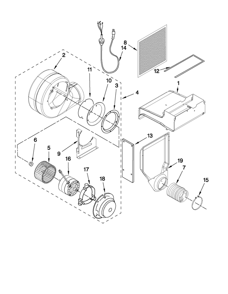 Blower Unit Parts Diagram and Parts List for JGS9900CDS01  Jenn-Air Range