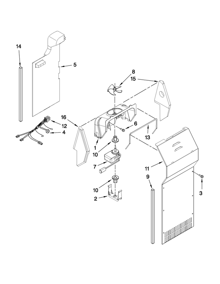 Air Flow Parts Diagram and Parts List for MSD2273VES02  Maytag Refrigerator