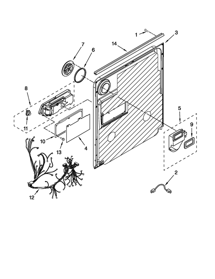 Door And Latch Parts Diagram and Parts List for MDBH949AWW1  Maytag Dishwasher
