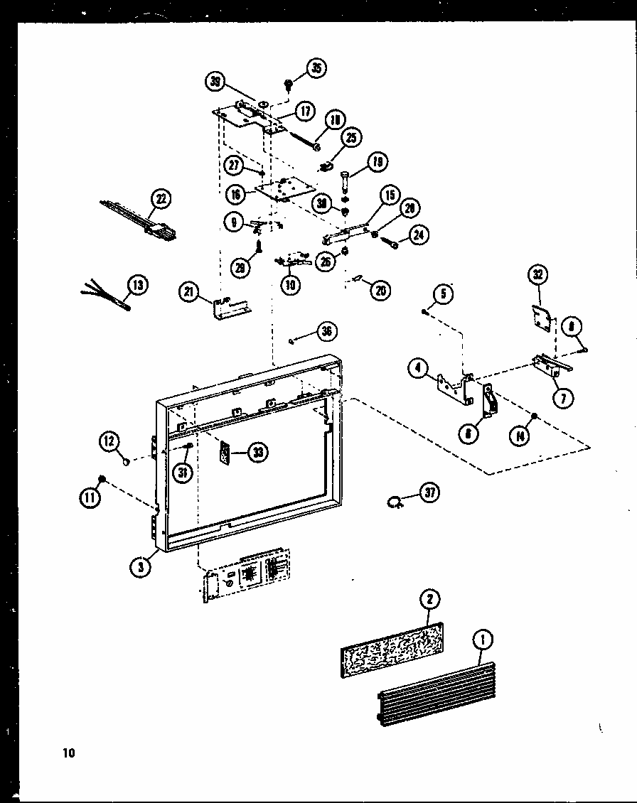 Grille And Lock Diagram and Parts List for RV-10 P74582-3M Amana Microwave