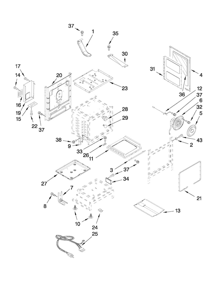 Chassis Parts Diagram and Parts List for MGR8772WB1  Maytag Range