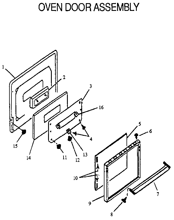 Oven Door Assembly Diagram and Parts List for RLS363UW,UL-P1142377NW,L  Amana Range