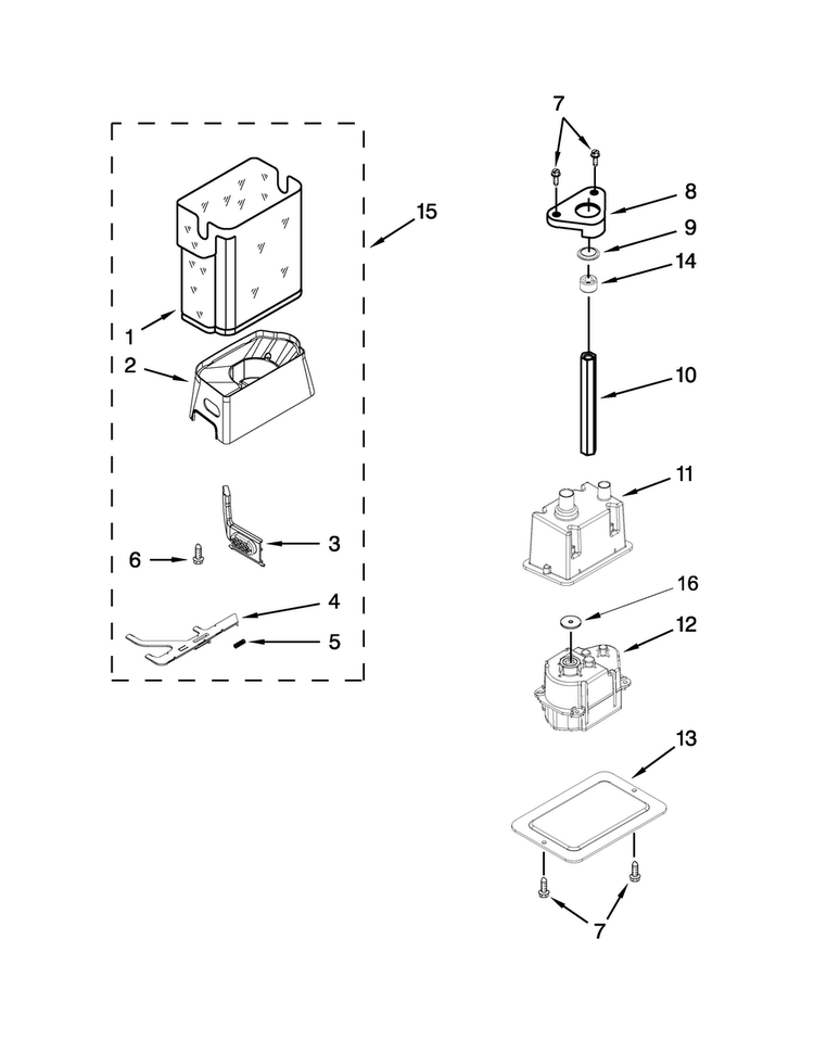 Motor And Ice Container Parts Diagram and Parts List for JS42PPDUDB20  Jenn-Air Refrigerator