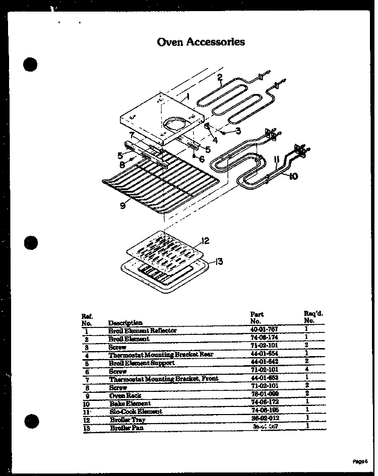 OVEN ACCESSORIES Diagram and Parts List for DDO-862  Amana Microwave Oven Combo