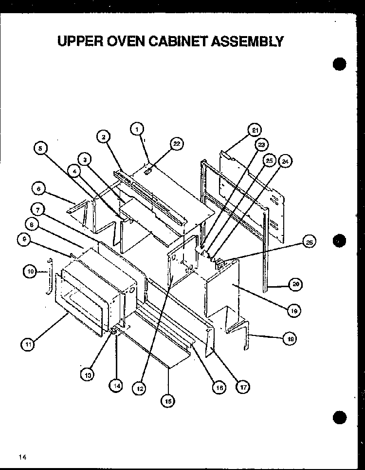 Upper Oven Cabinet Assembly Diagram and Parts List for SBE56FXW P1137959NW Amana Range