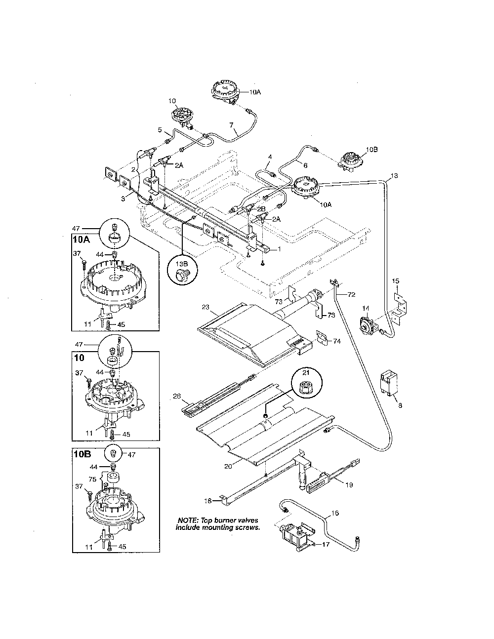 Burner Diagram and Parts List for 79075904993  Kenmore Range