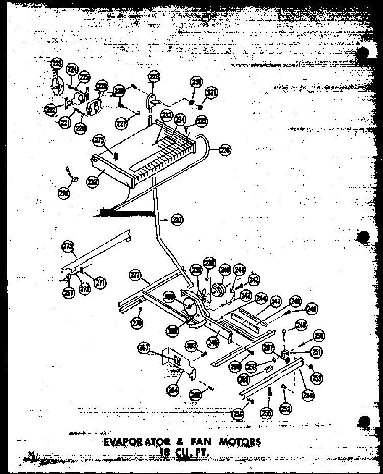 Evaporator & Fan Motors 18 Cu. Ft. Diagram and Parts List for T16W-P60303-53W  Amana Refrigerator