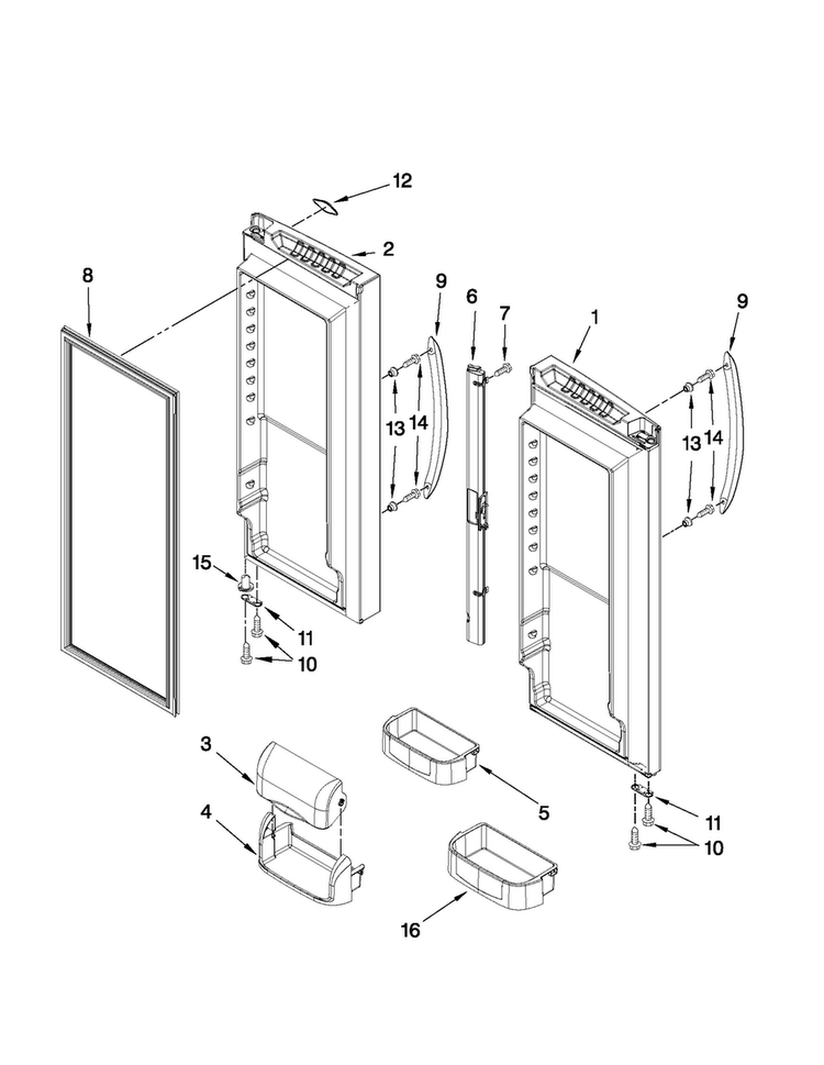Refrigerator Door Parts Diagram and Parts List for MFD2562VEB6  Maytag Refrigerator