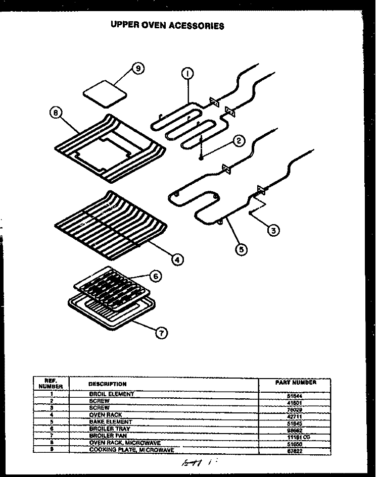 UPPER OVEN ACESSORIES Diagram and Parts List for FDO280  Amana Microwave Oven Combo