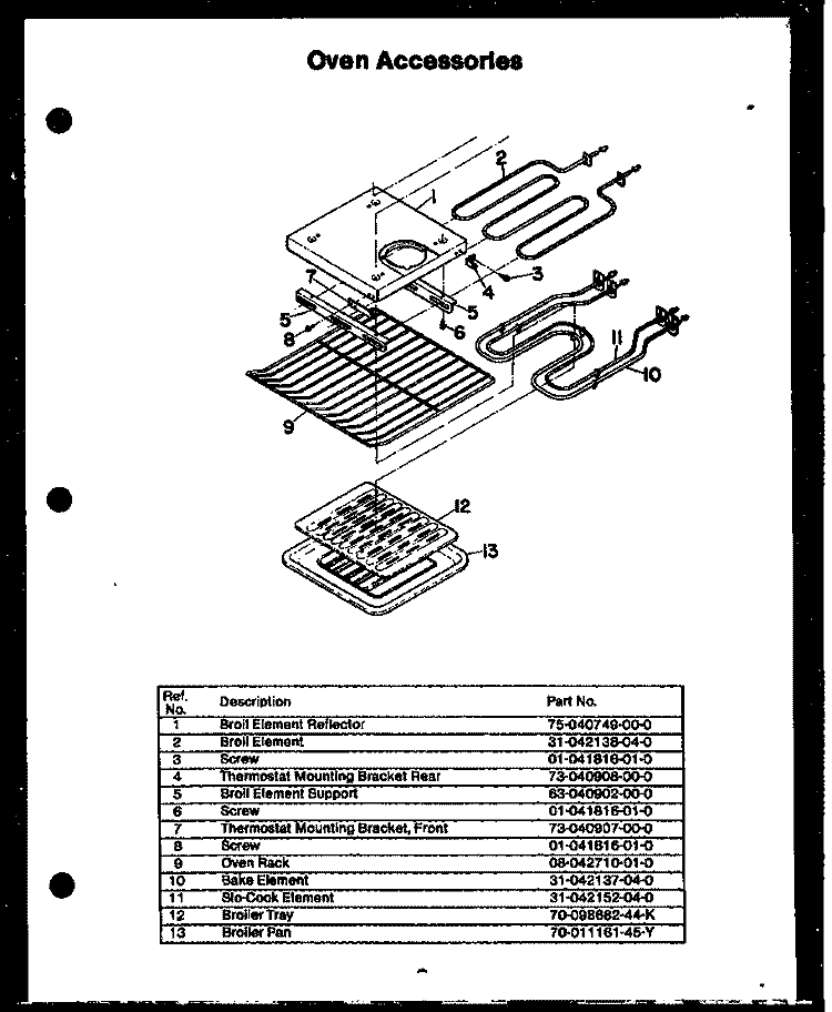 OVEN ACCESORIES Diagram and Parts List for FDO162  Amana Microwave