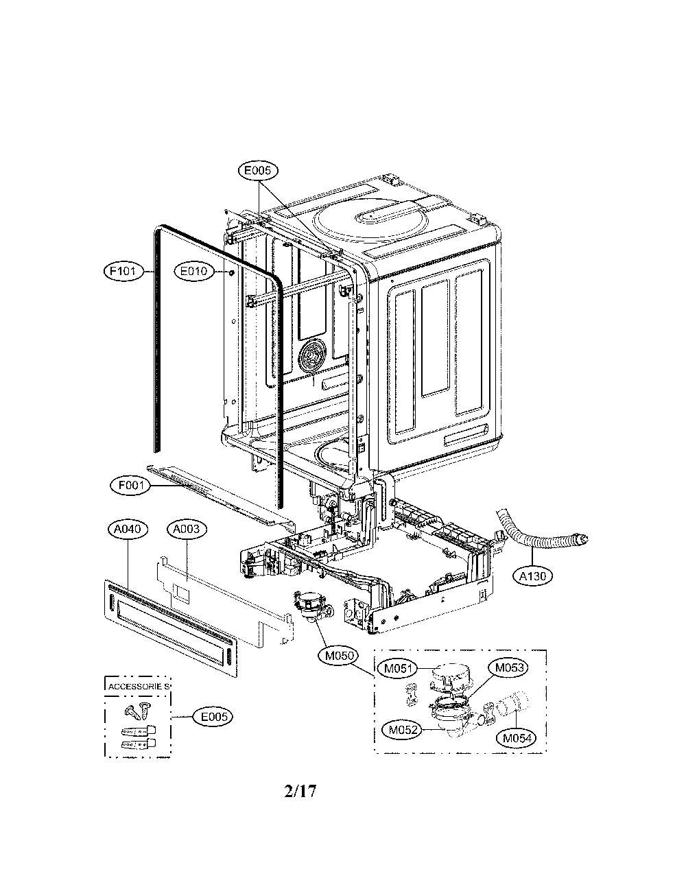 Exploded View Parts Diagram and Parts List for 72214693610  Kenmore Dishwasher