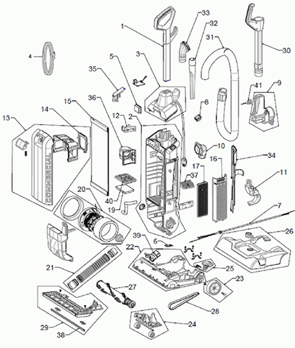 Diagram Diagram and Parts List for CH54113  Hoover Upright Vacuum