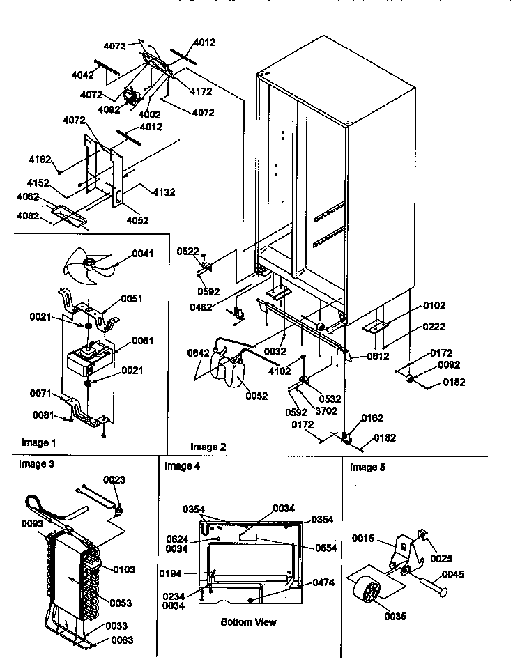 Drain System, Rollers, And Evaporator Assy Diagram and Parts List for SMD21TBW-P1193911WW  Amana Refrigerator