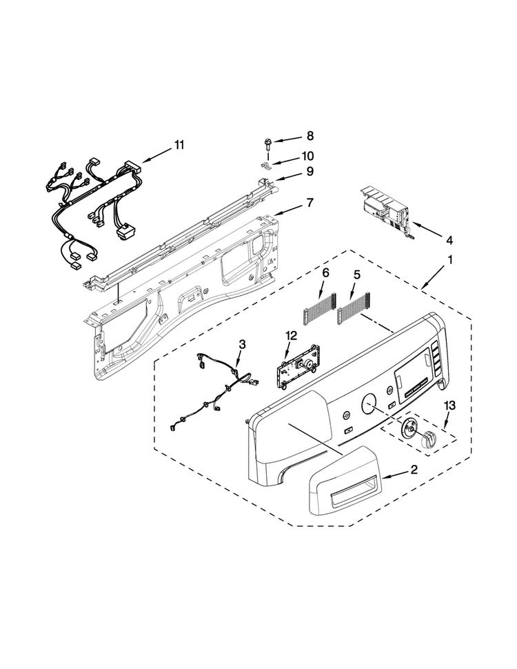 Control Panel Parts Diagram and Parts List for MHW9000YR0  Maytag Washer
