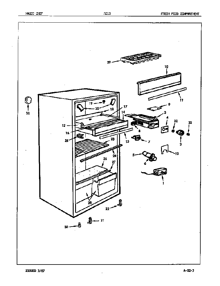 Fresh Food Compartment Diagram and Parts List for RC10SM 86S00 Maytag Refrigerator