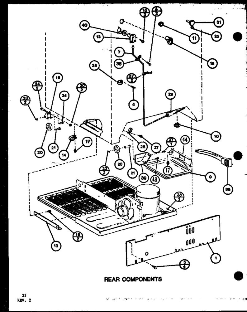 Rear Components 2 Diagram and Parts List for IC3K-P7621309W-TM  Amana Refrigerator