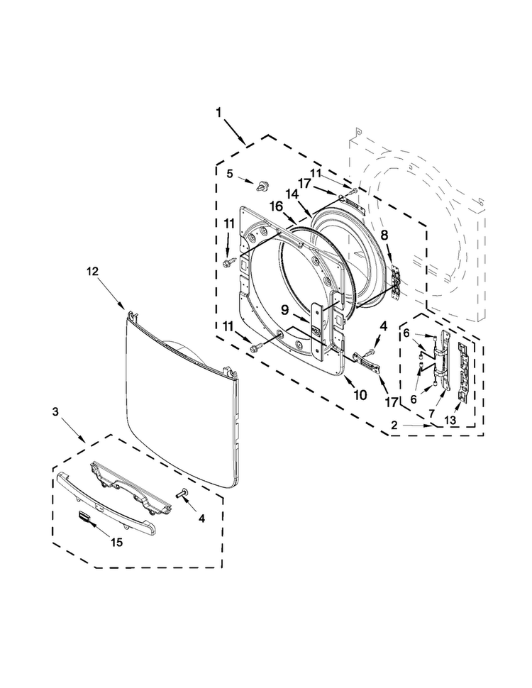 Door Parts Diagram and Parts List for MGD8000AW1  Maytag Dryer