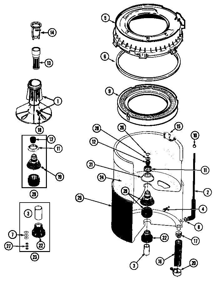 Tub Diagram and Parts List for LAT8014ABL  Maytag Washer