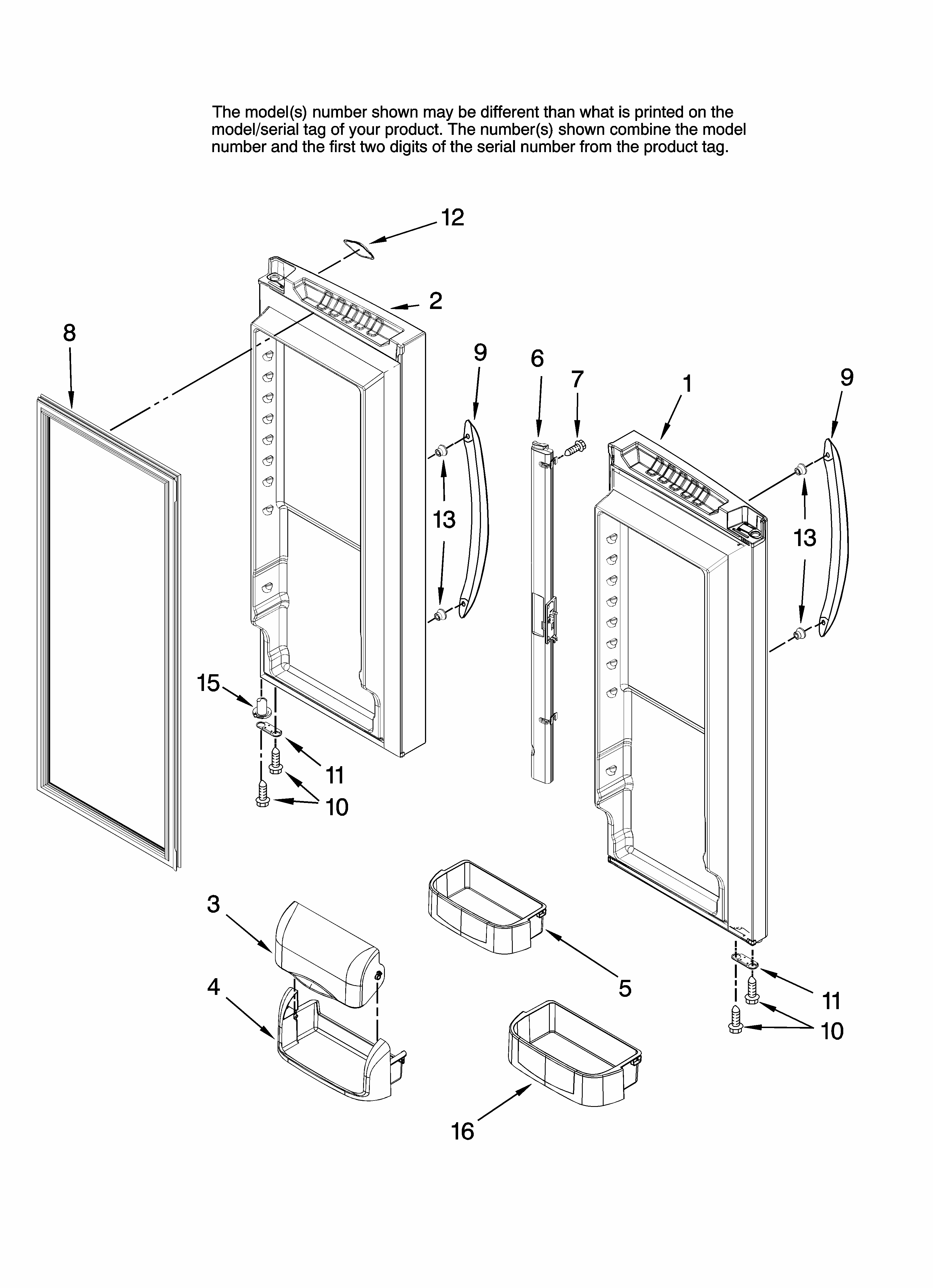 Refrigerator Door Parts Diagram and Parts List for G32026PEKS13  Maytag Refrigerator