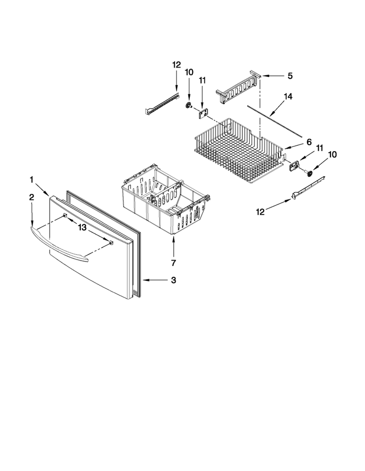 Freezer Door Parts Diagram and Parts List for MFI2670XEM6  Maytag Refrigerator