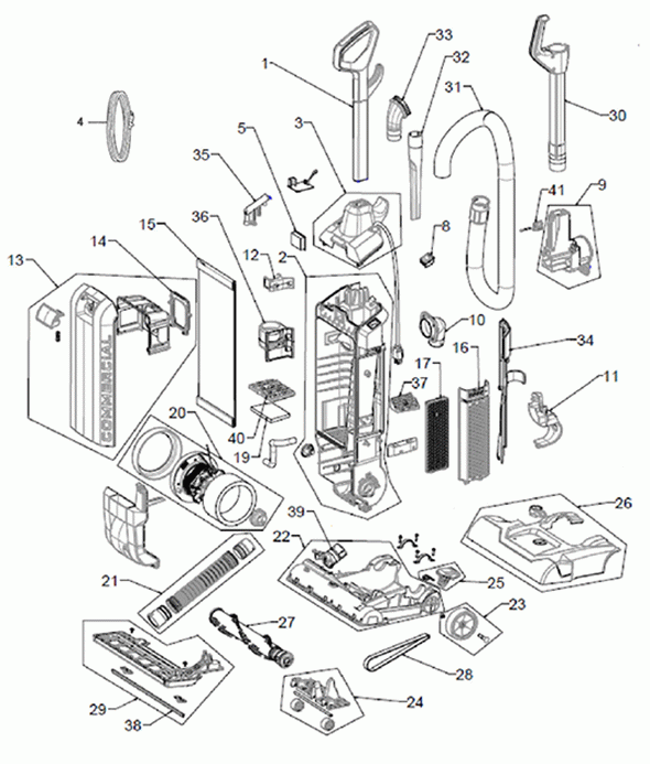Diagram Diagram and Parts List for CH54015  Hoover Upright Vacuum