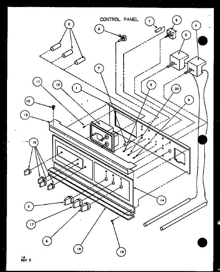 CONTROL PANEL Diagram and Parts List for AO27SC P8575503S Amana Range