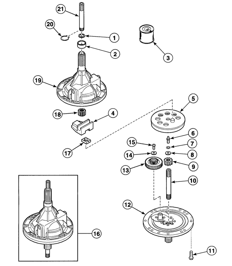 Transmission Diagram and Parts List for SWT020LA  Speed Queen Washer