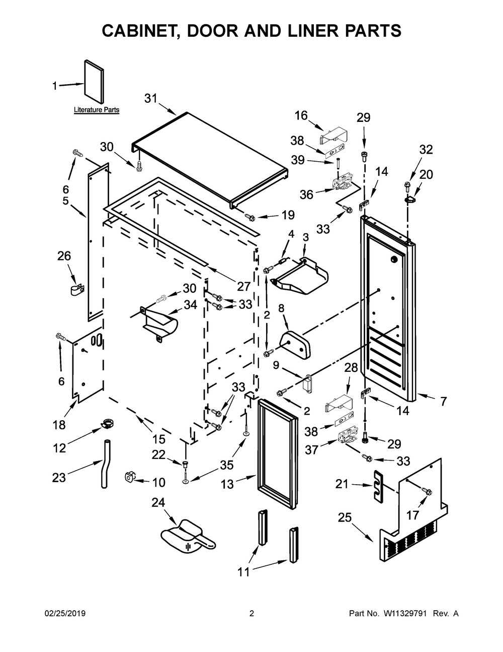 Cabinet, Door And Liner Parts Diagram and Parts List for JUIFN15HX00  Maytag Ice Maker